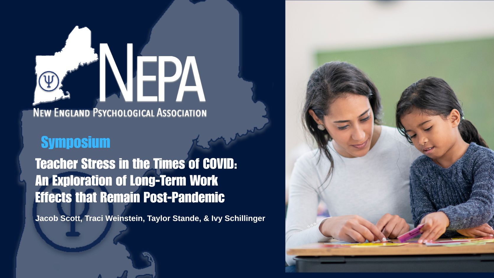 Research presentation examining the long-term effects of COVID-19 on stress and burnout among English Language Learner teachers.